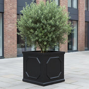 55cm Large Square Planter Dark Grey Faux Lead Tree Pot