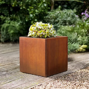 Corten Steel Cube Planter 50cm Rust Outdoor Indoor Square Pot