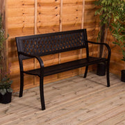 3 Seater Metal Garden Bench Lattice Outdoor Patio Park Seat