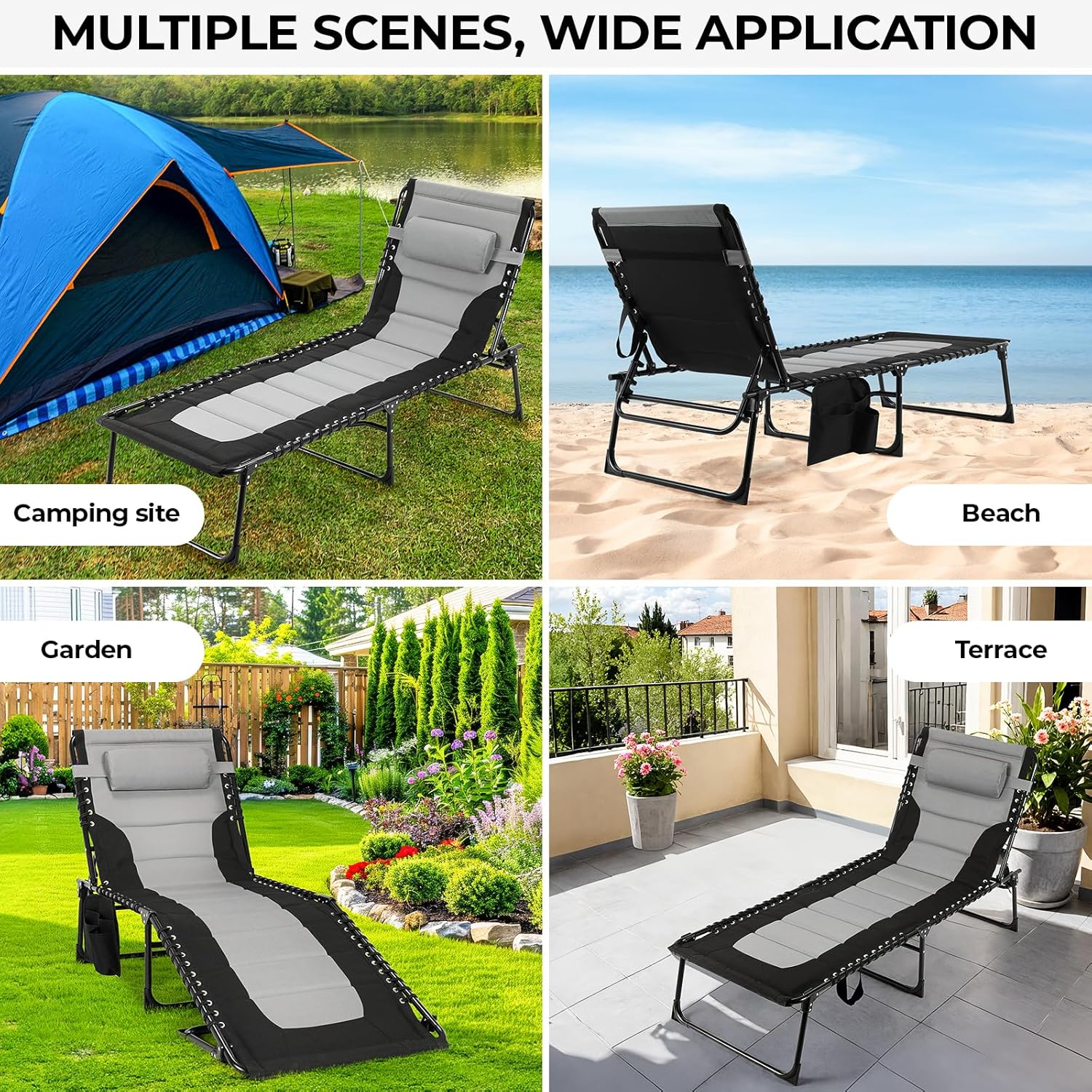 Oversized Folding Sun Lounger Dark Grey 5 Position