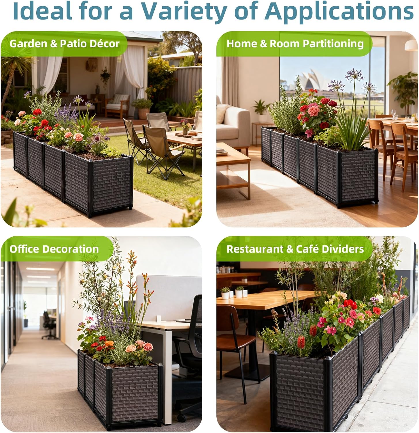 Raised Garden Bed 5 Pack Self Watering Deep Planter Box 50cm