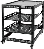 12U Open Frame Network Rack with Wheels 4 Post AV Rack