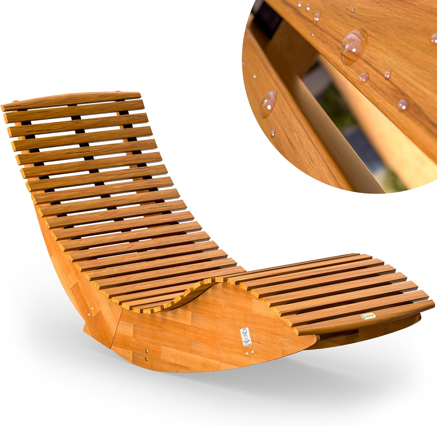 Wooden Rocking Sun Lounger Acacia Foldable Brown