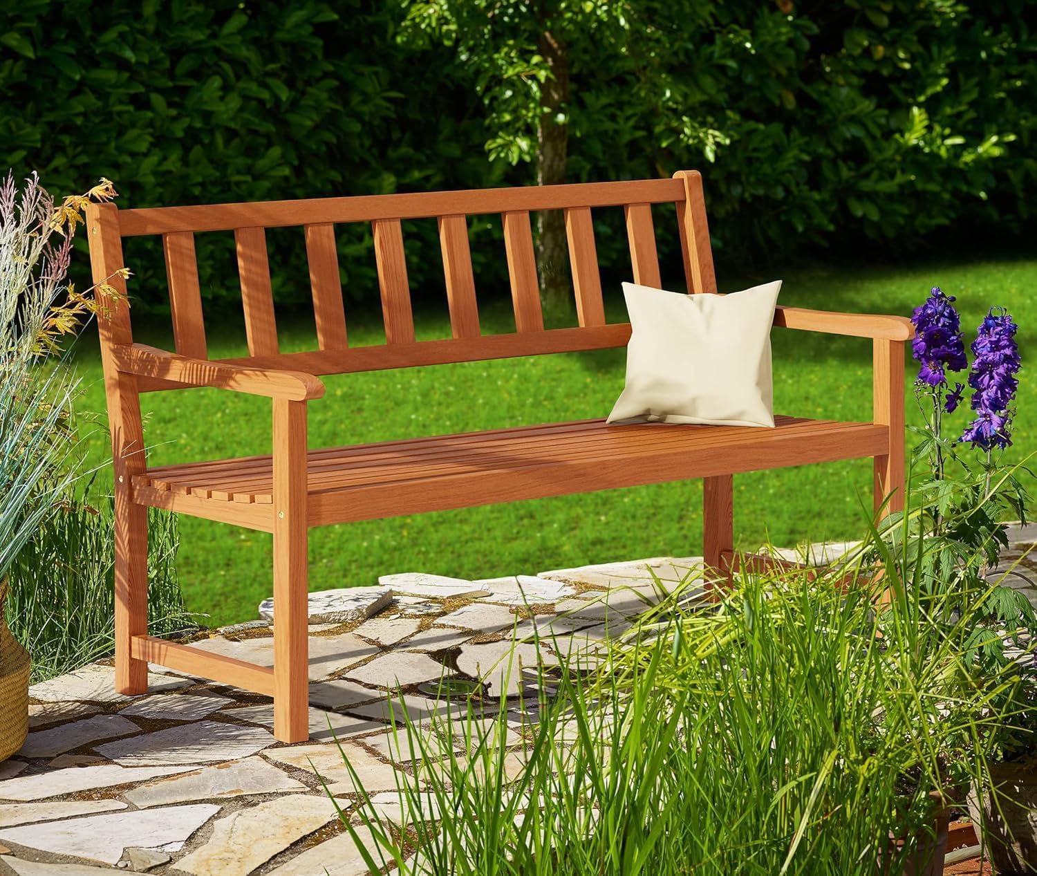 2 Seater Wooden Garden Bench 120cm Acacia Outdoor Patio Bench Seat