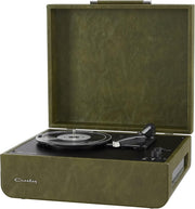 Portable Bluetooth Record Player 3 Speed Suitcase Green