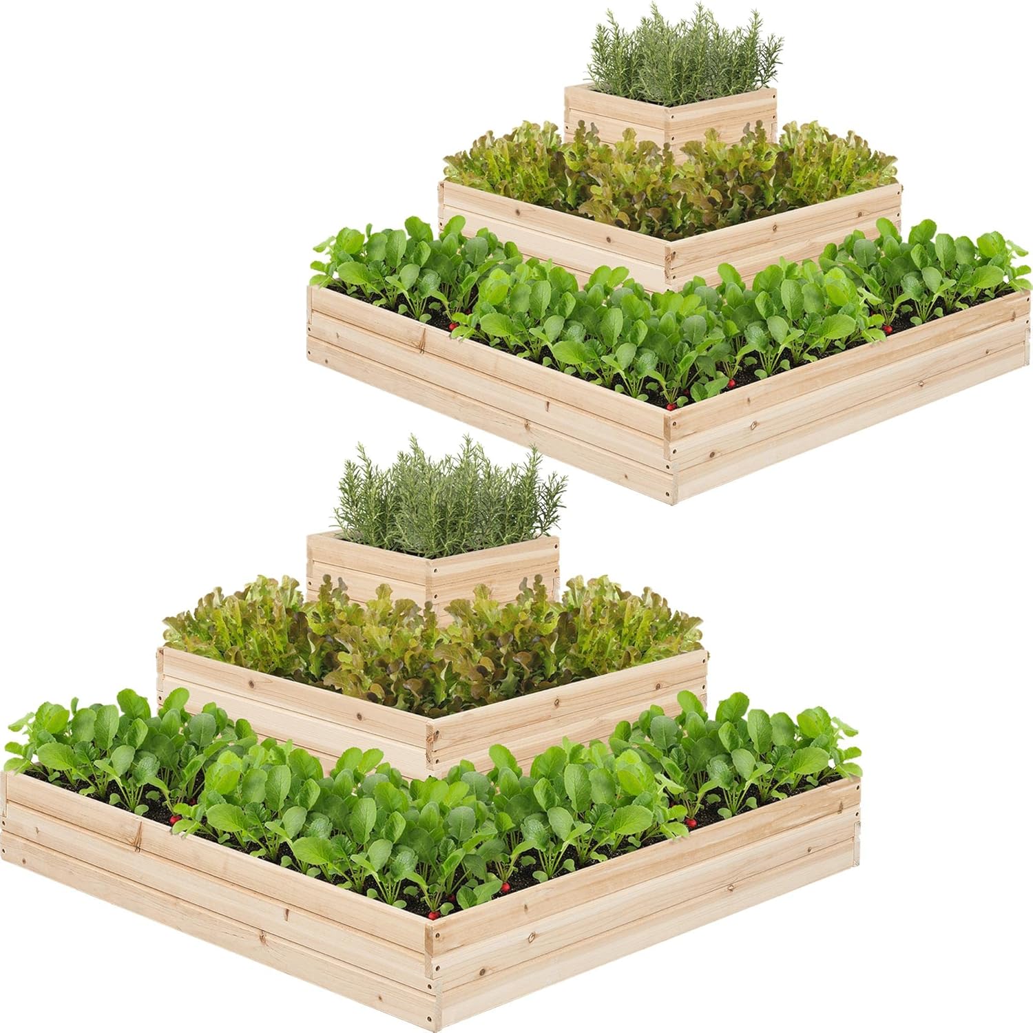 Wooden Raised Garden Bed 3 Tier Planter Box Outdoor Herb Veg 2