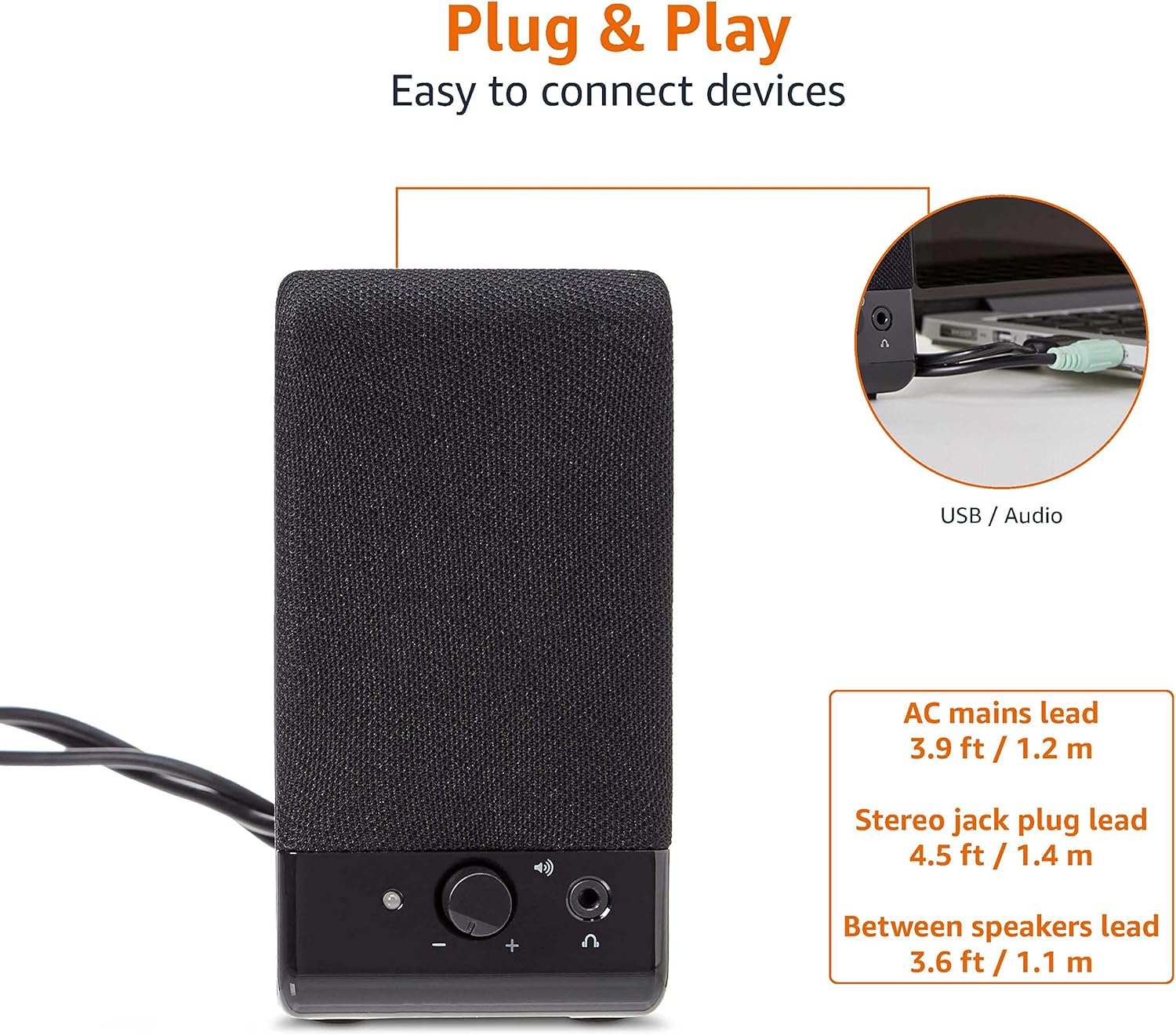 USB Powered Computer Speakers Stereo Desktop Laptop PC Audio AUX