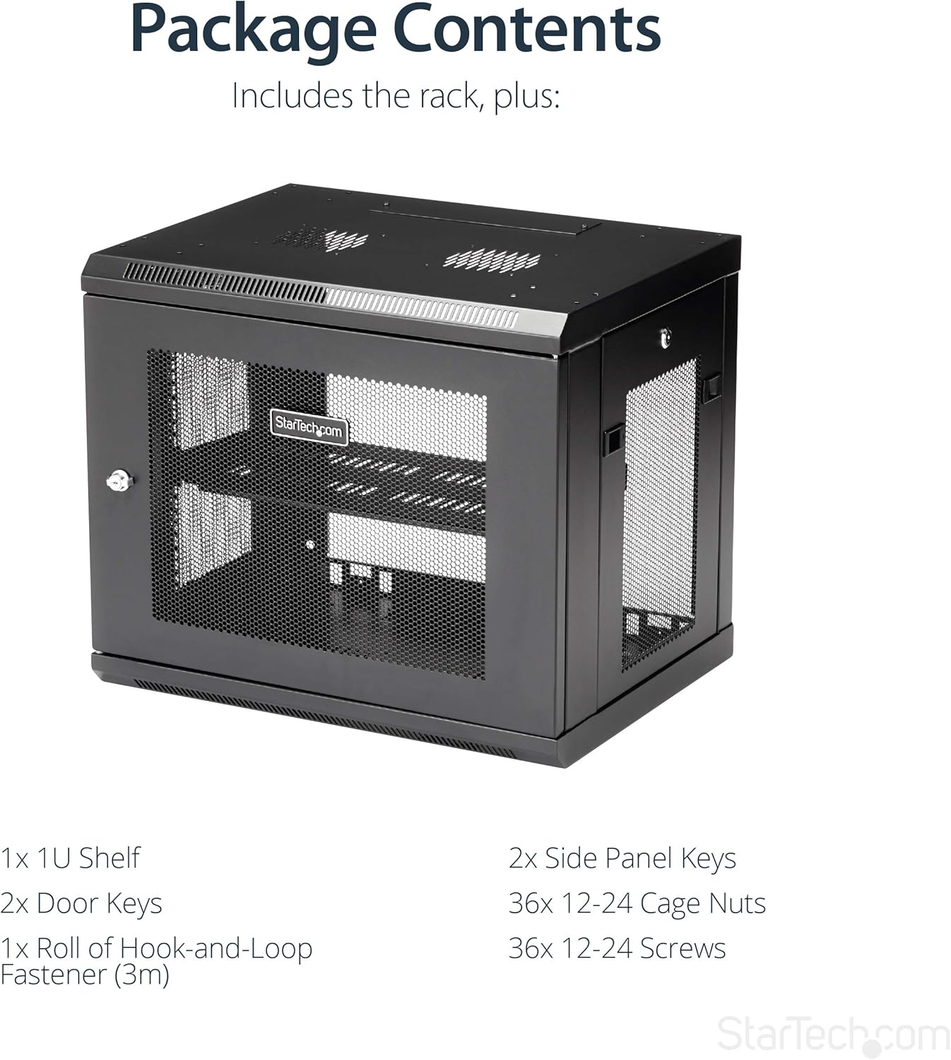 9U Lockable Wall Mount Server Cabinet with Shelf