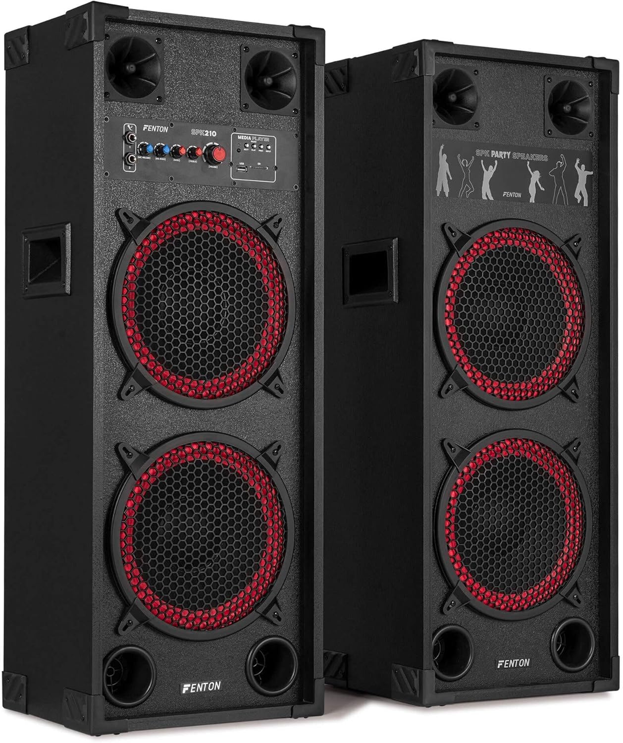 Bluetooth Party Speaker Set 1200W Dual 10 Inch DJ PA System