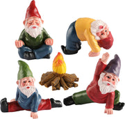 5Pcs Mini Yoga Garden Gnomes Resin Fairy Pot Decor Set