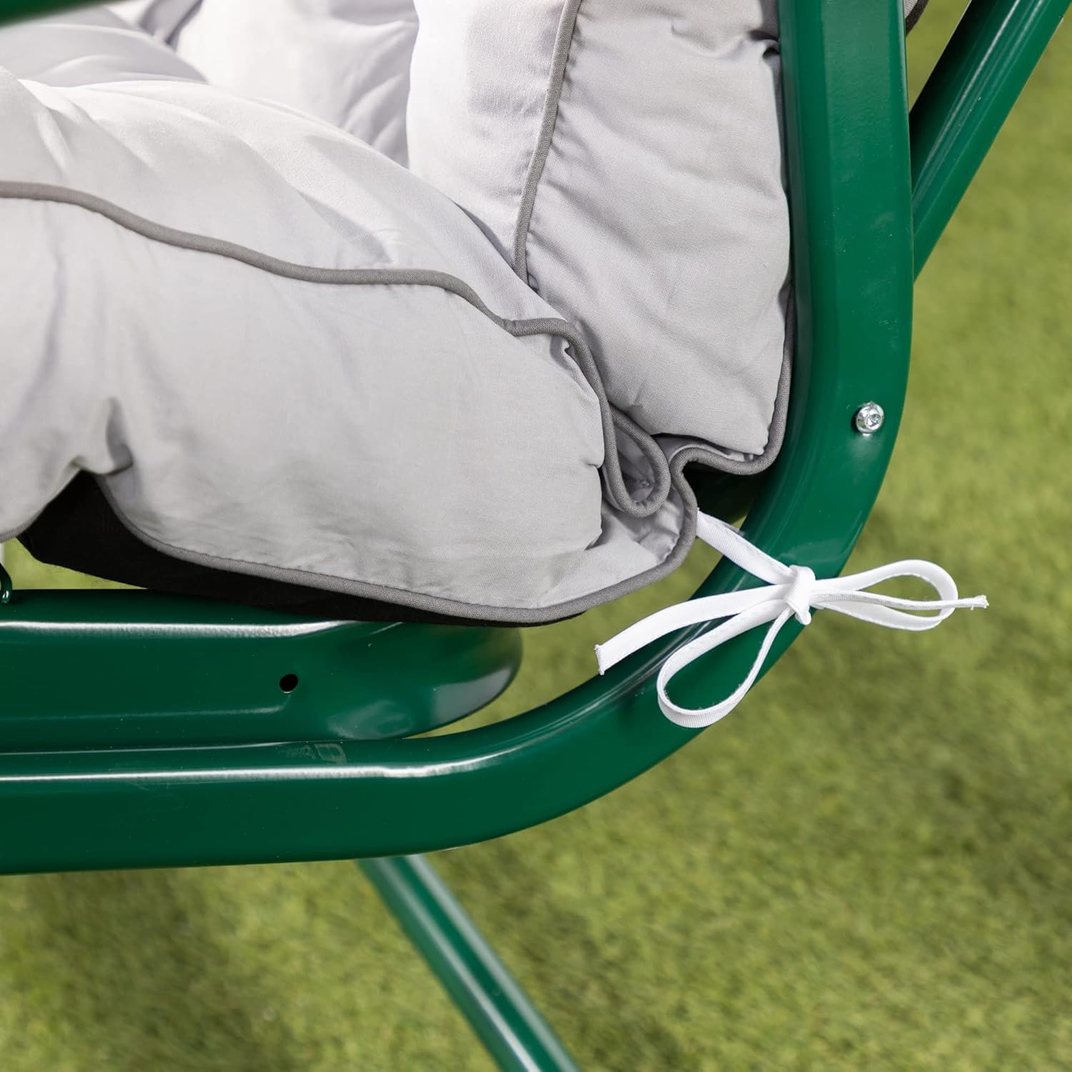 3 Seater Reclining Garden Swing Seat Grey Canopy Cushions