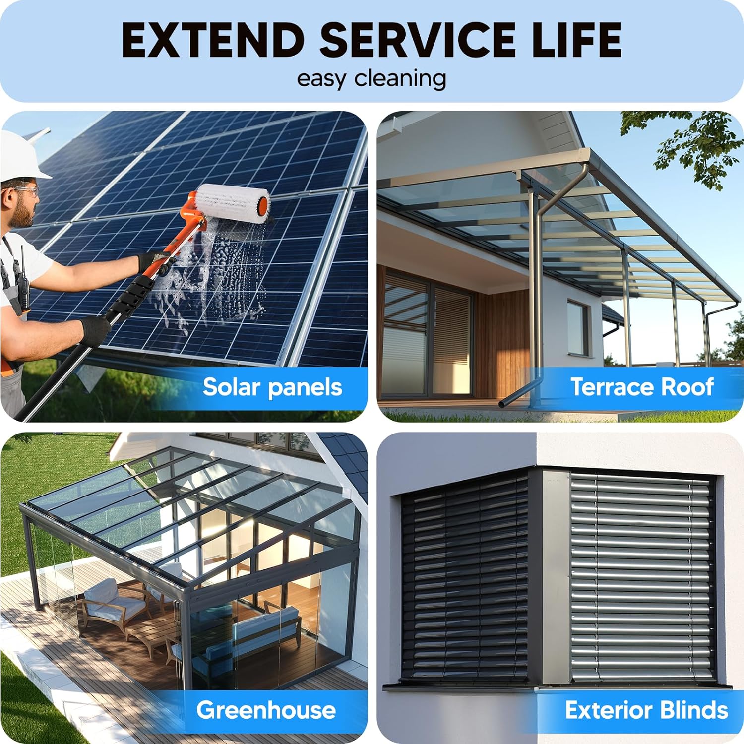 6.2M Electric Solar Panel Cleaning Kit Water Fed Pole Brush