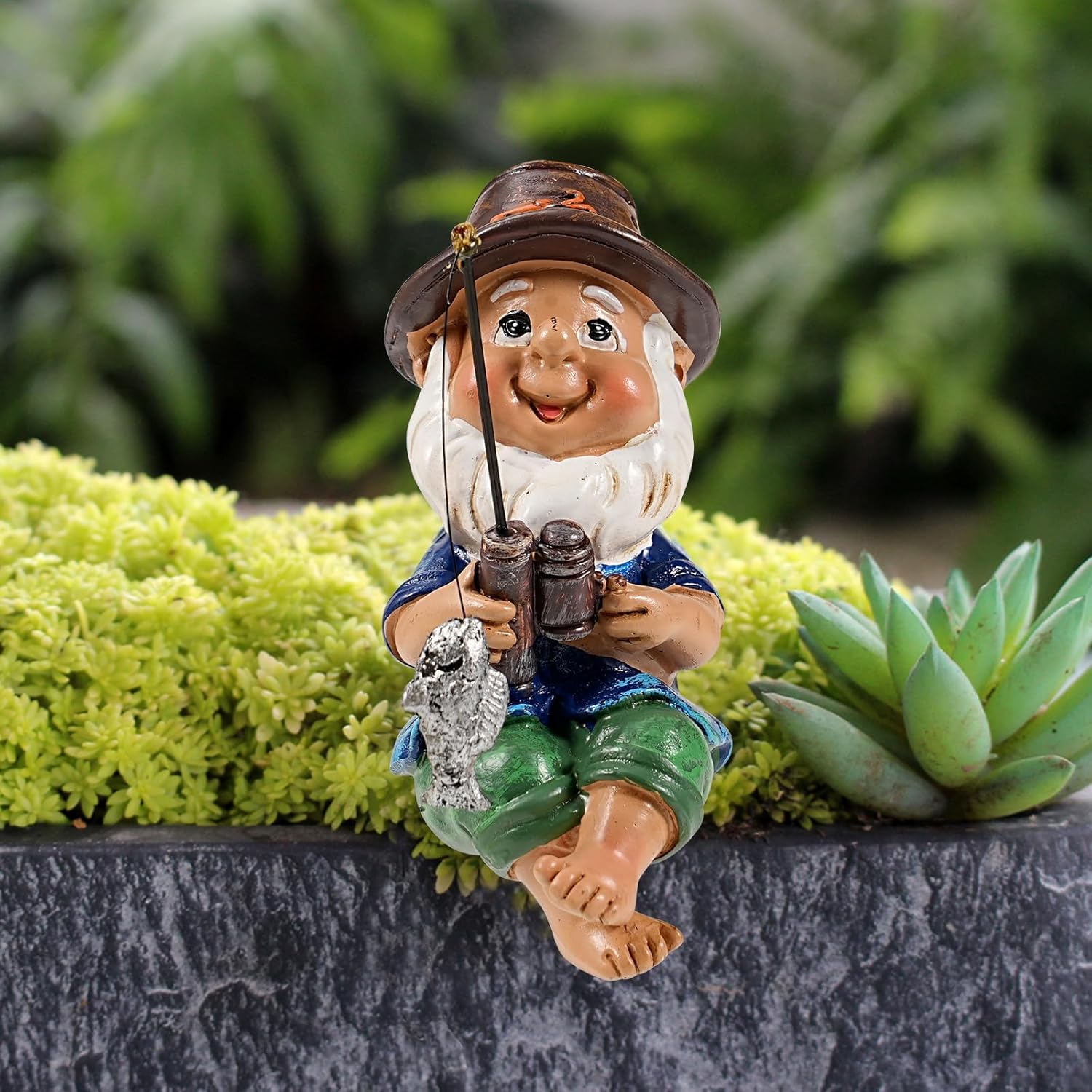 Fishing Garden Gnome Resin Outdoor Pond Lawn Decor Statue