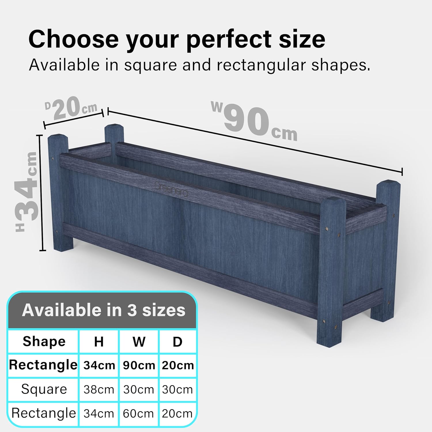Set of 2 Large Wooden Garden Planters 90cm Grey