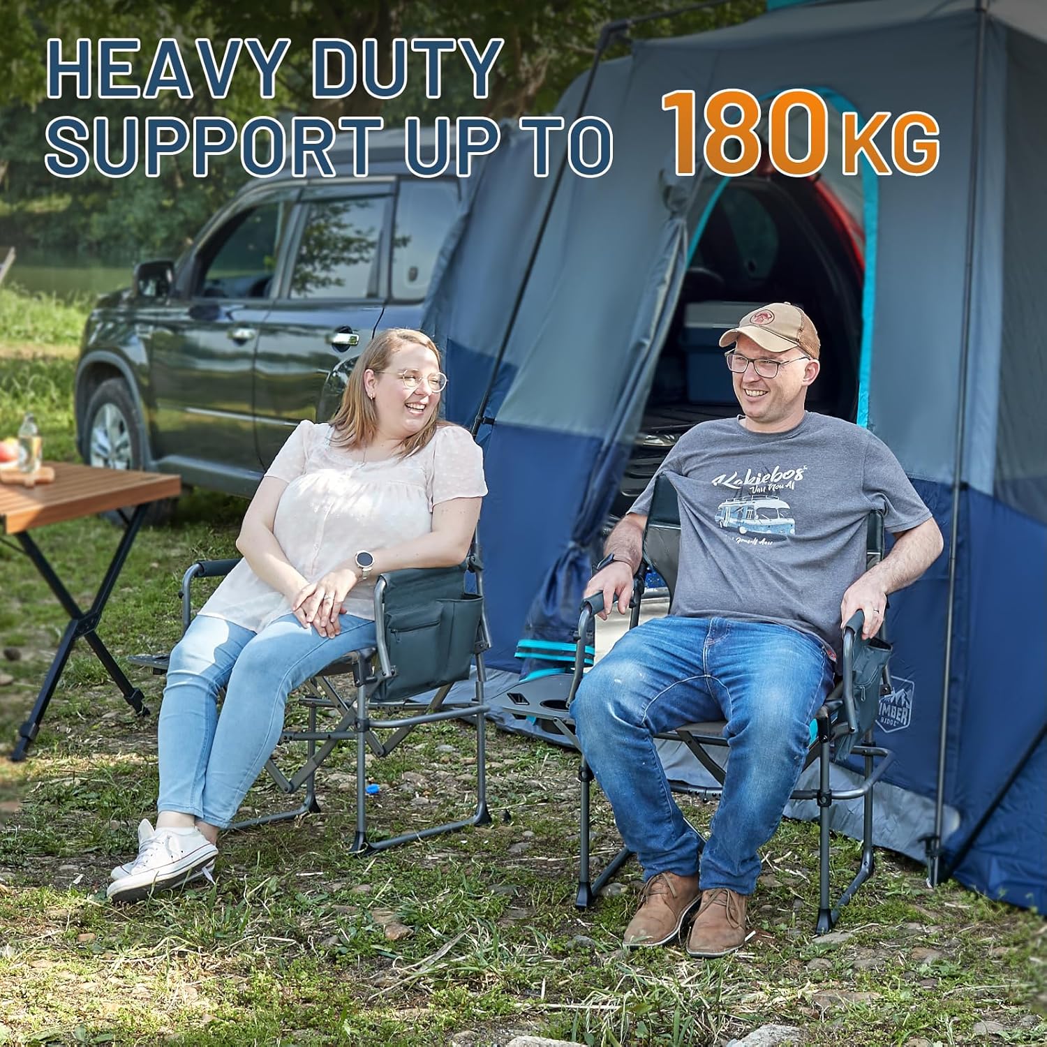 2 Pack Heavy Duty Folding Directors Camping Chairs Blue