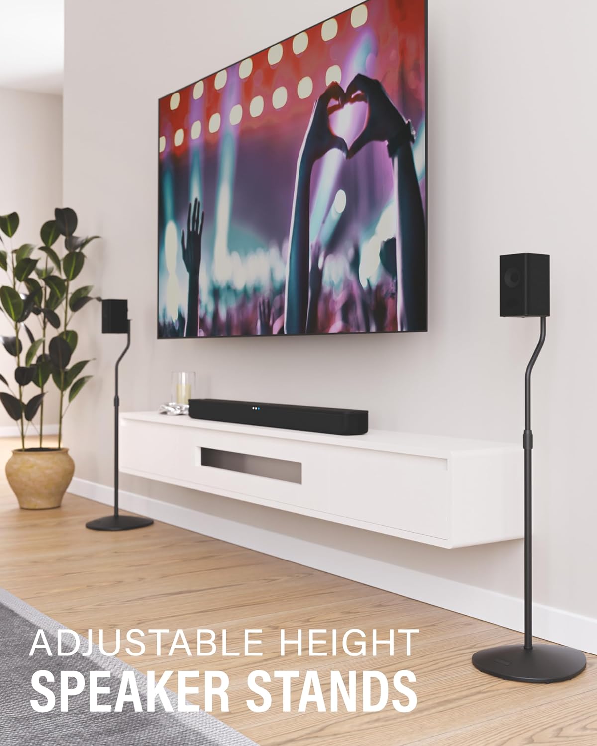 Speaker Stands Adjustable Height 28 to 38 Inch Steel Pair