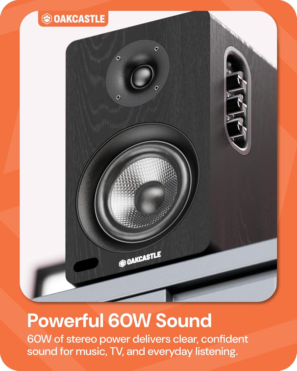 Bookshelf Speakers 60W Bluetooth 5.4 HDMI ARC Optical USB