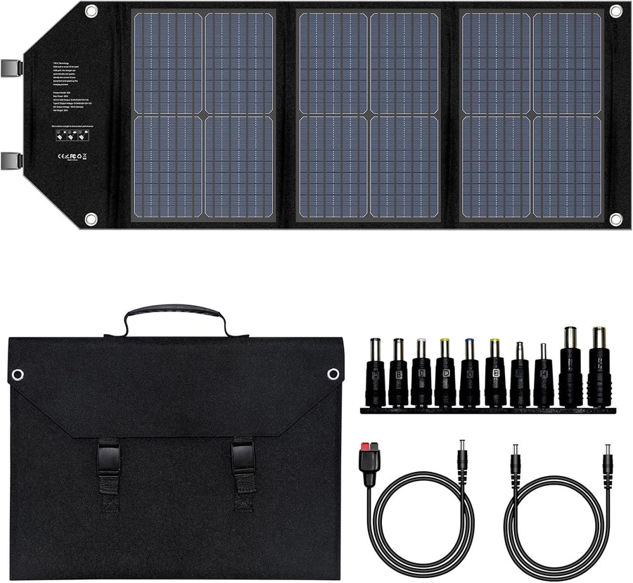 60W Portable Foldable Solar Panel USB C QC3.0 Camping Charger