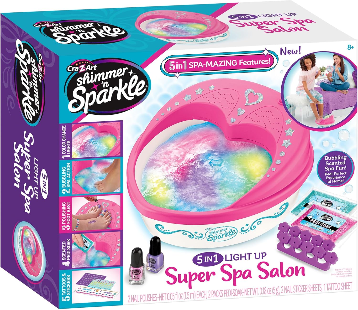 Kids Foot Spa Pedicure Kit Light Up Salon Foot Bath 5 in 1