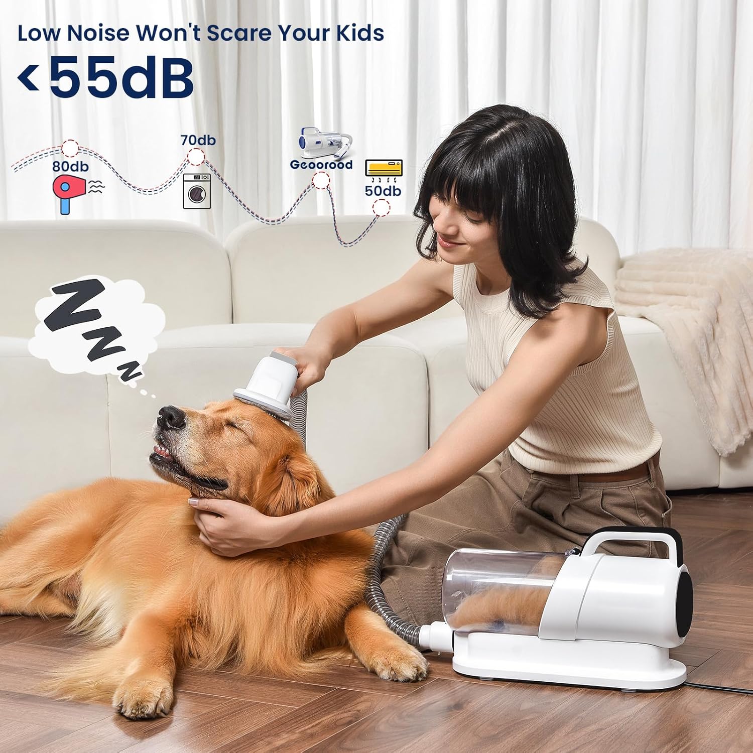 Pet Grooming Vacuum 5 in 1 15KPa Hair Remover 2.2L Kit