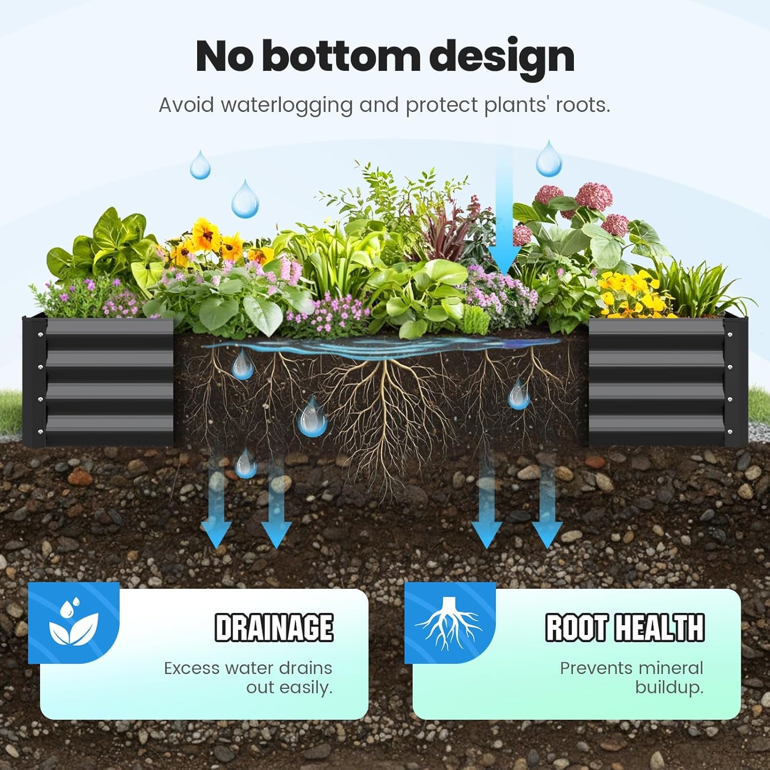 Large Galvanized Raised Garden Bed 180x90cm with Tomato Cage
