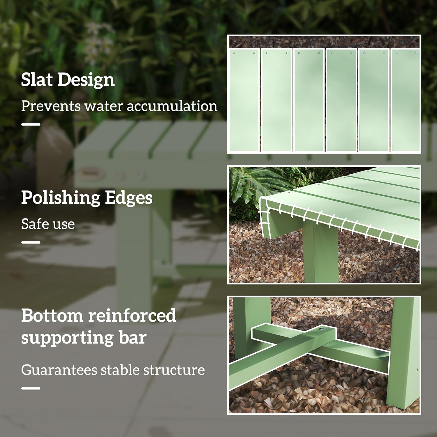 2 Seater Wooden Garden Bench Backless Patio Seat Fir Wood