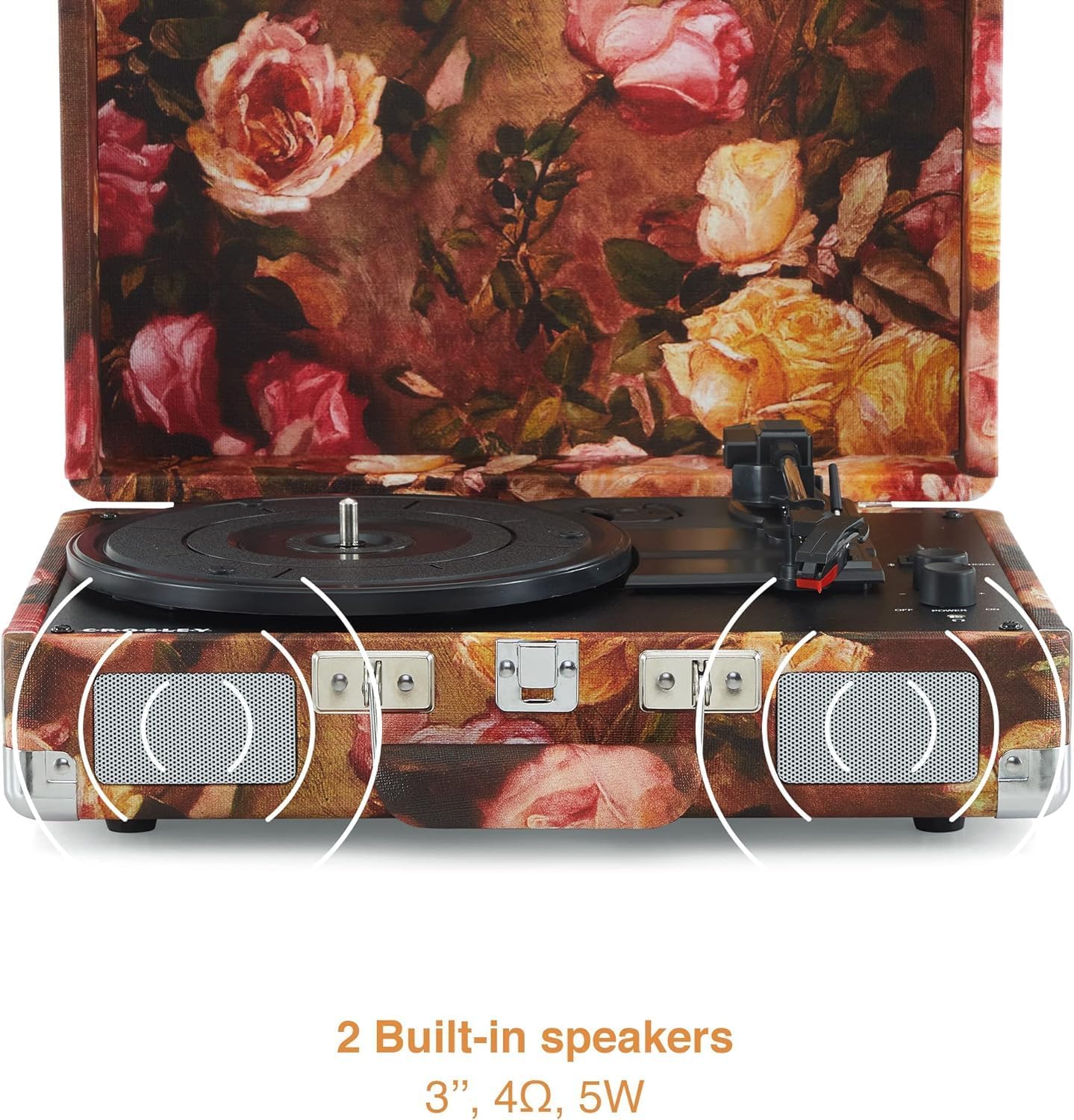 Portable 3-Speed Bluetooth Vinyl Record Player with Stereo Speakers & AUX