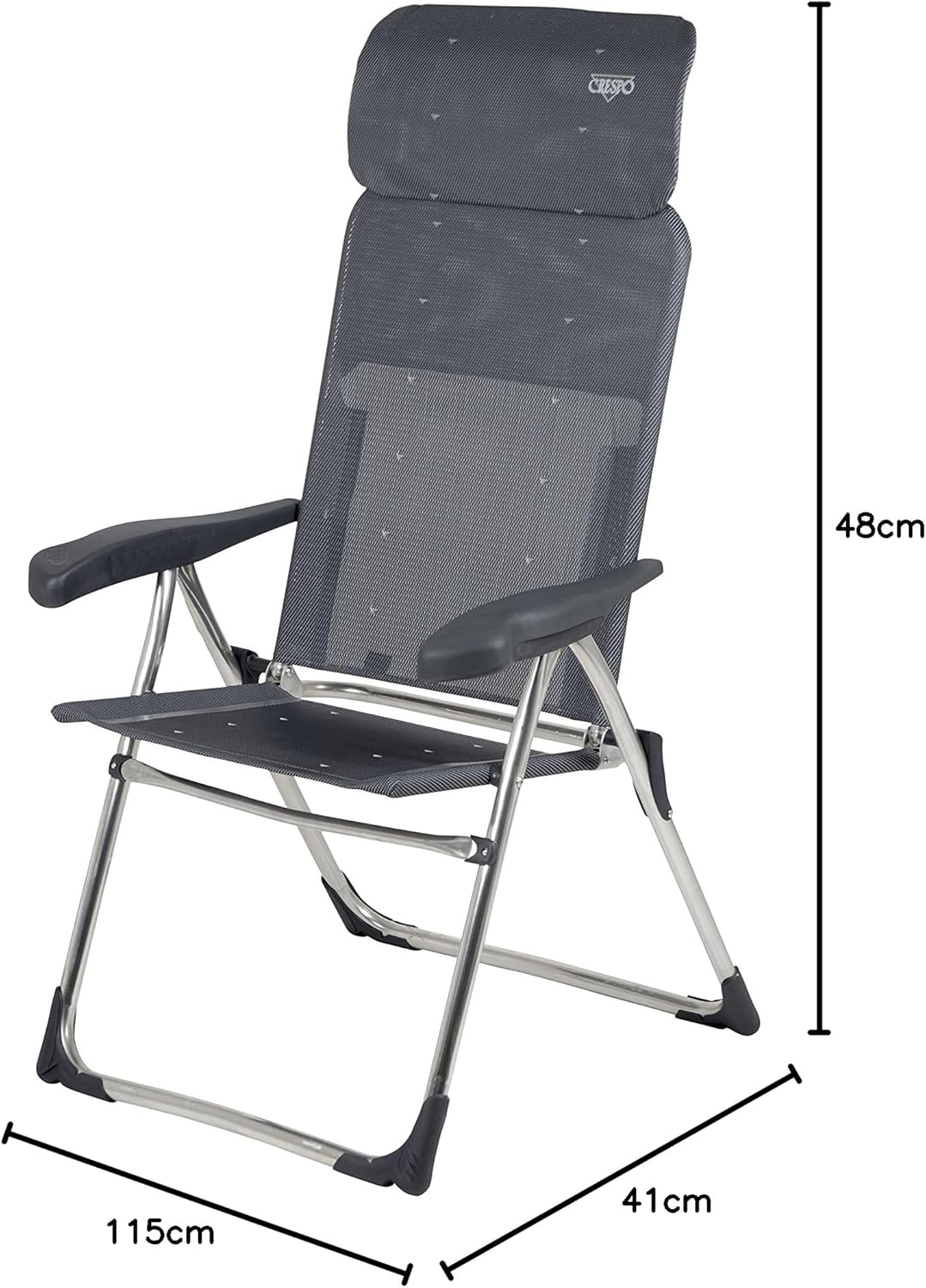 Adjustable Aluminium Camping Chair Foldable Grey