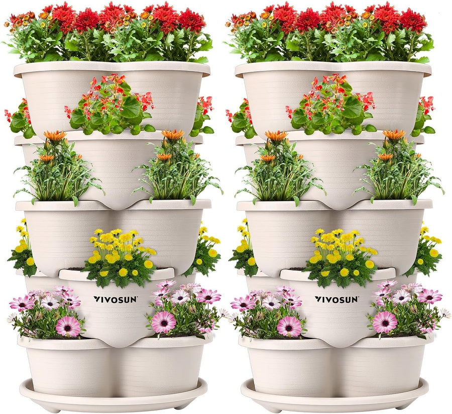 Vertical Strawberry Planter 5 Tier Stackable Garden Pots 2 Pack