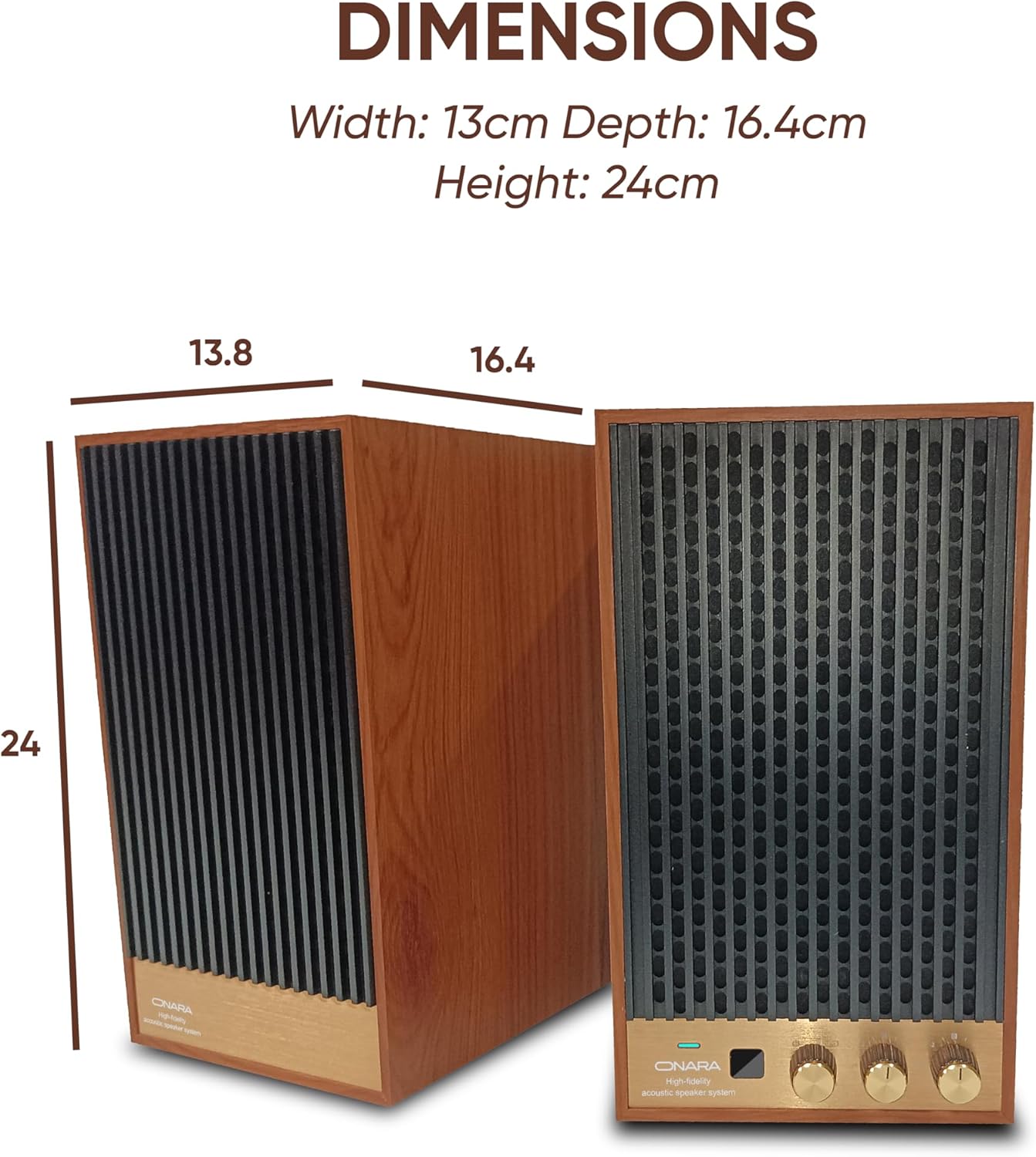60W Bluetooth 5.3 Bookshelf Speakers Retro Wood HDMI ARC Optical USB