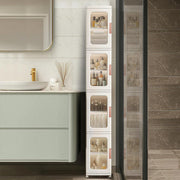 4 Tier Slim Storage Cabinet Foldable White Organizer Unit