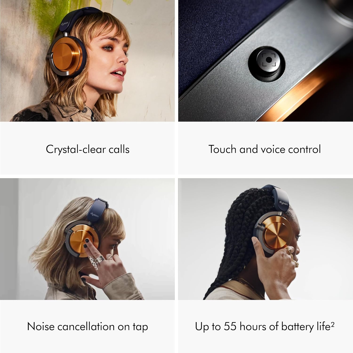 Wireless Noise Cancelling Over Ear Headphones 55H Battery