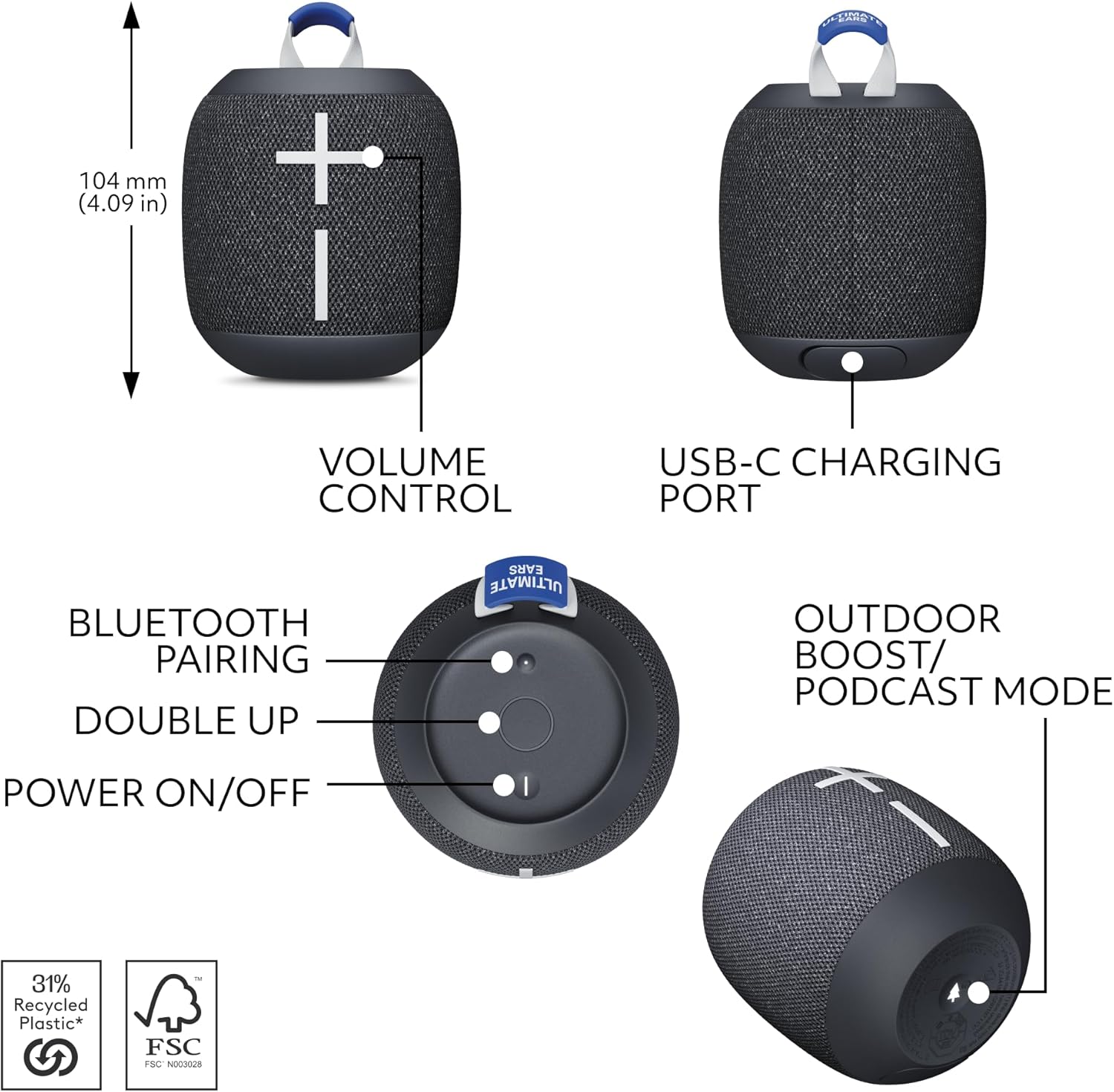 Portable Bluetooth Speaker 360 Sound IP67 Waterproof Float 14H