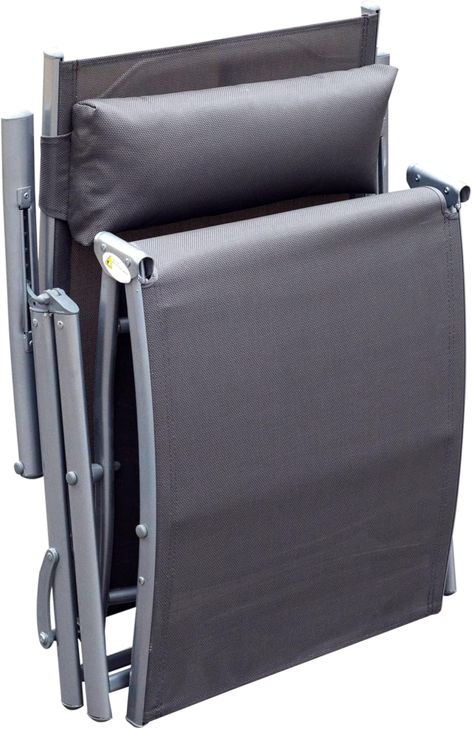 7 Level Folding Sun Lounger Recliner with Headrest Grey