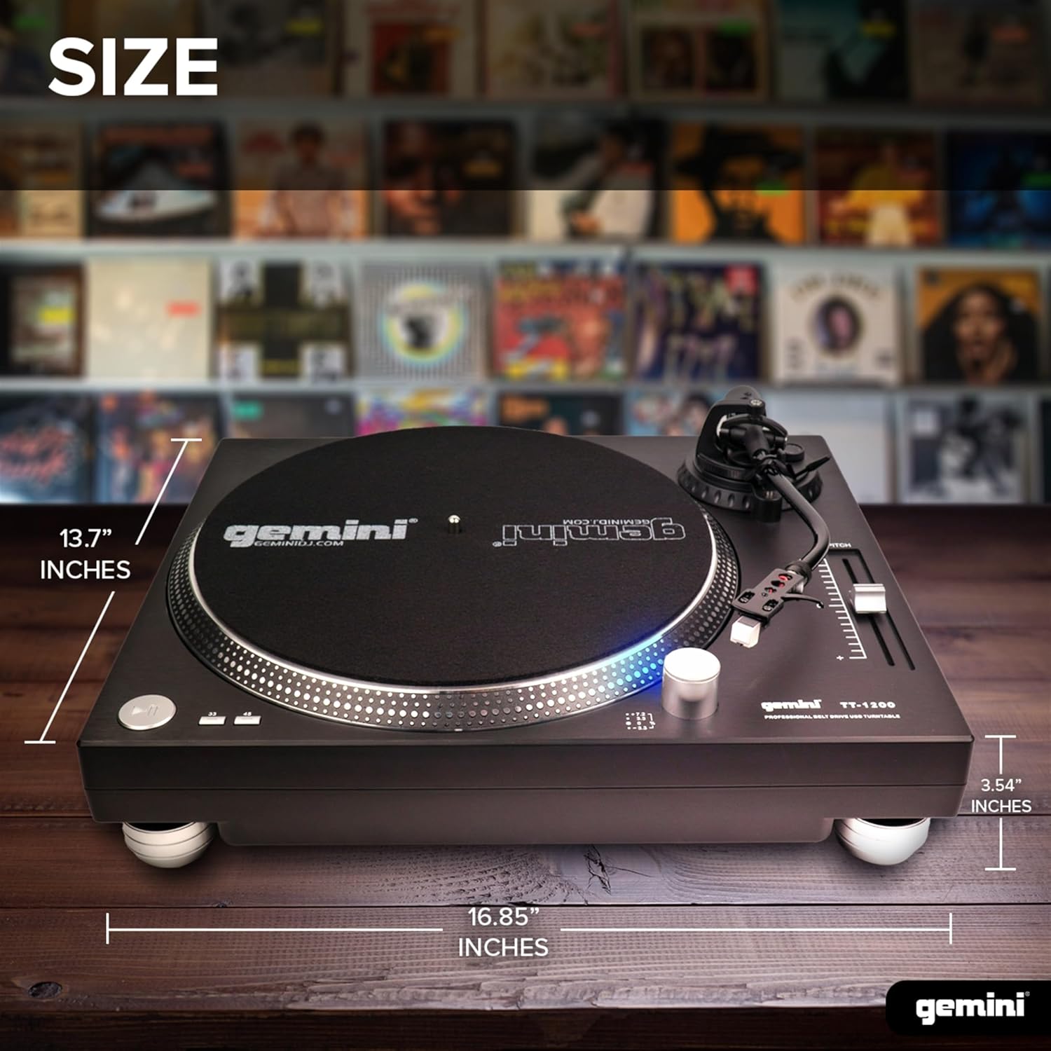 DJ Belt Drive Turntable USB MP3 Recording 2 Speed Black