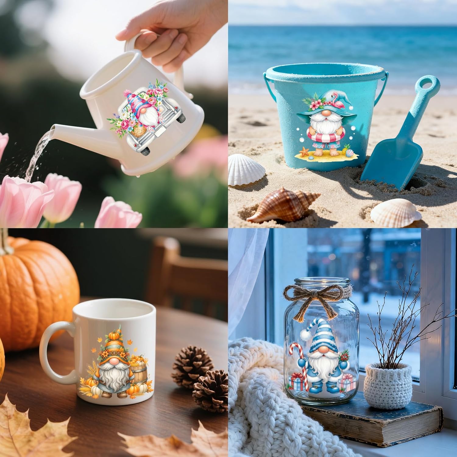 25PCS Gnome Decal Stickers Vase Jar Window Glass Decor