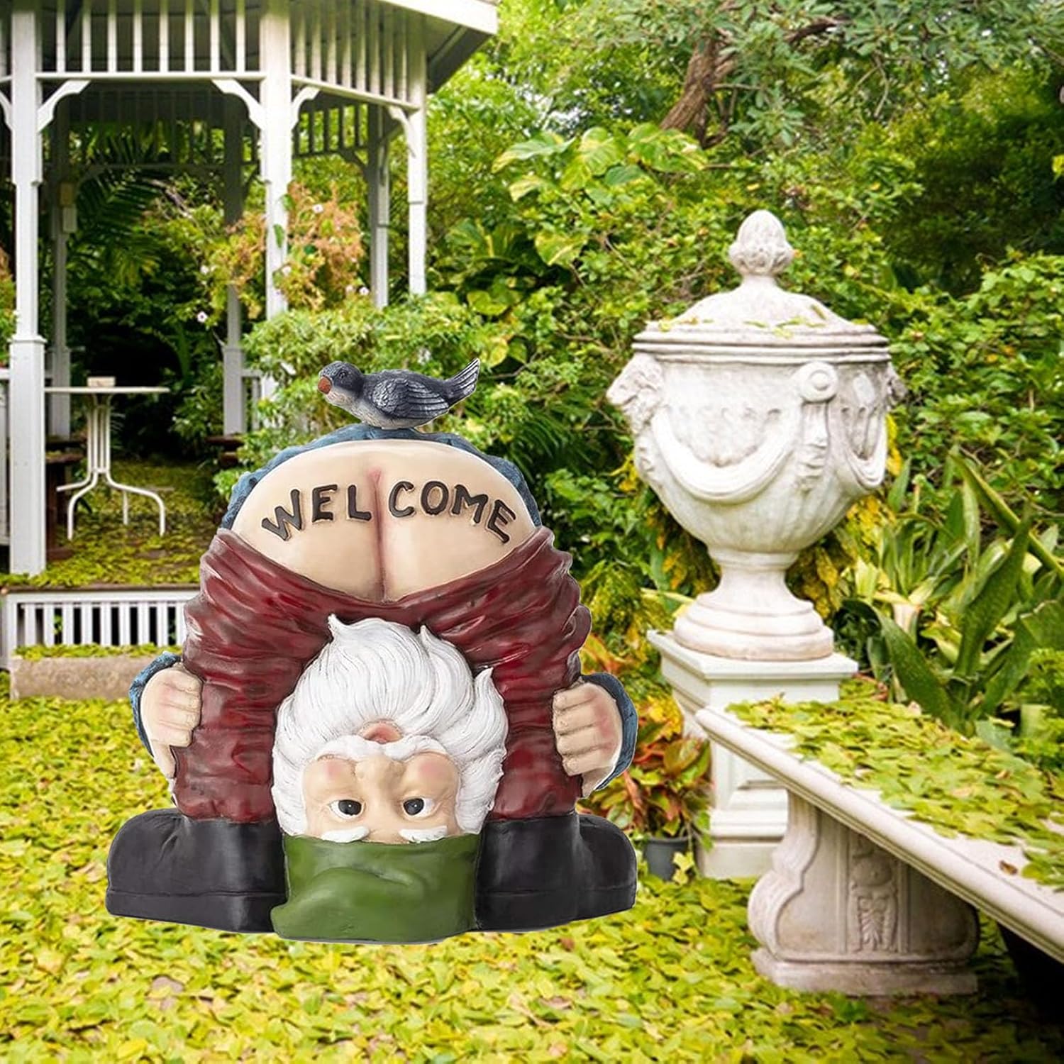 Funny Welcome Garden Gnome Statue Resin Outdoor Lawn Decor
