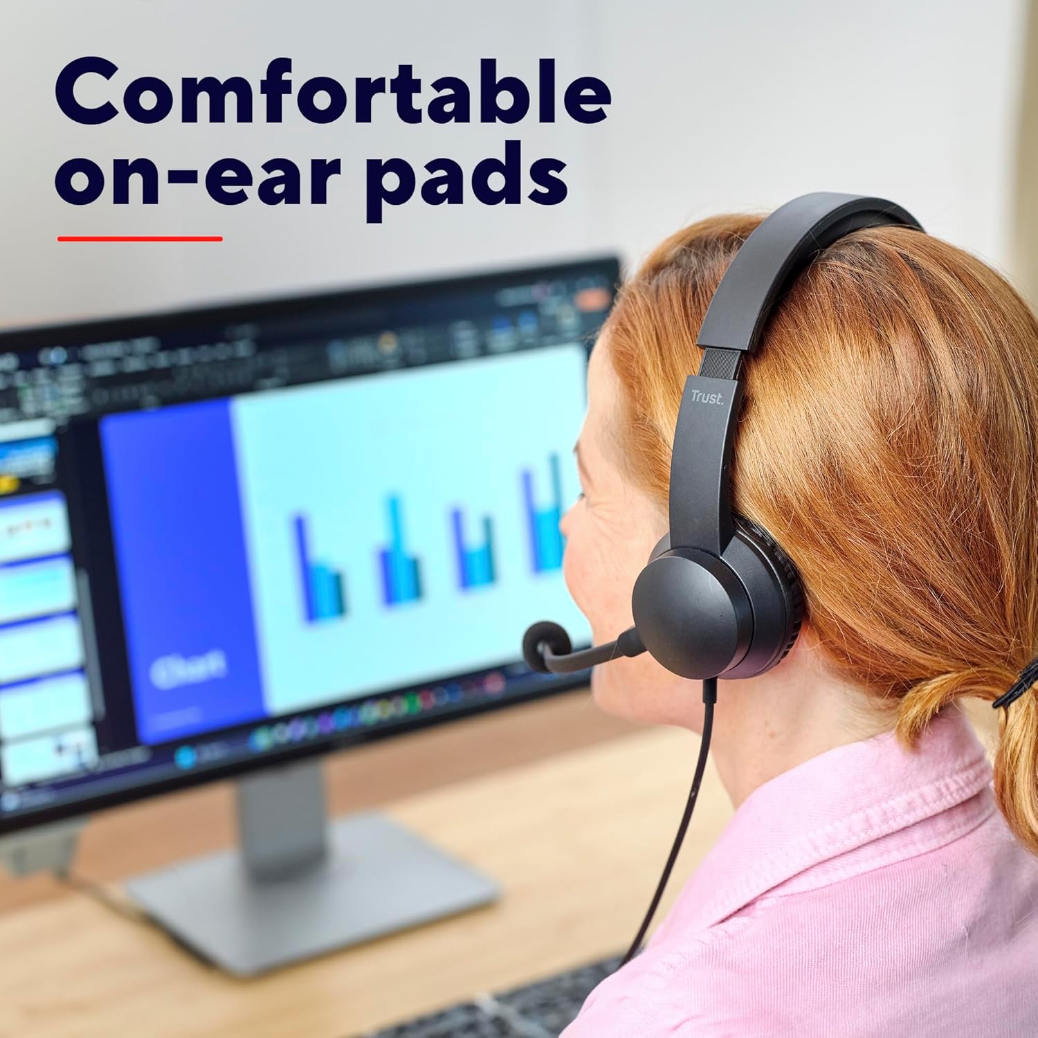 USB On Ear Headset with Mic Lightweight PC Laptop Office Calls
