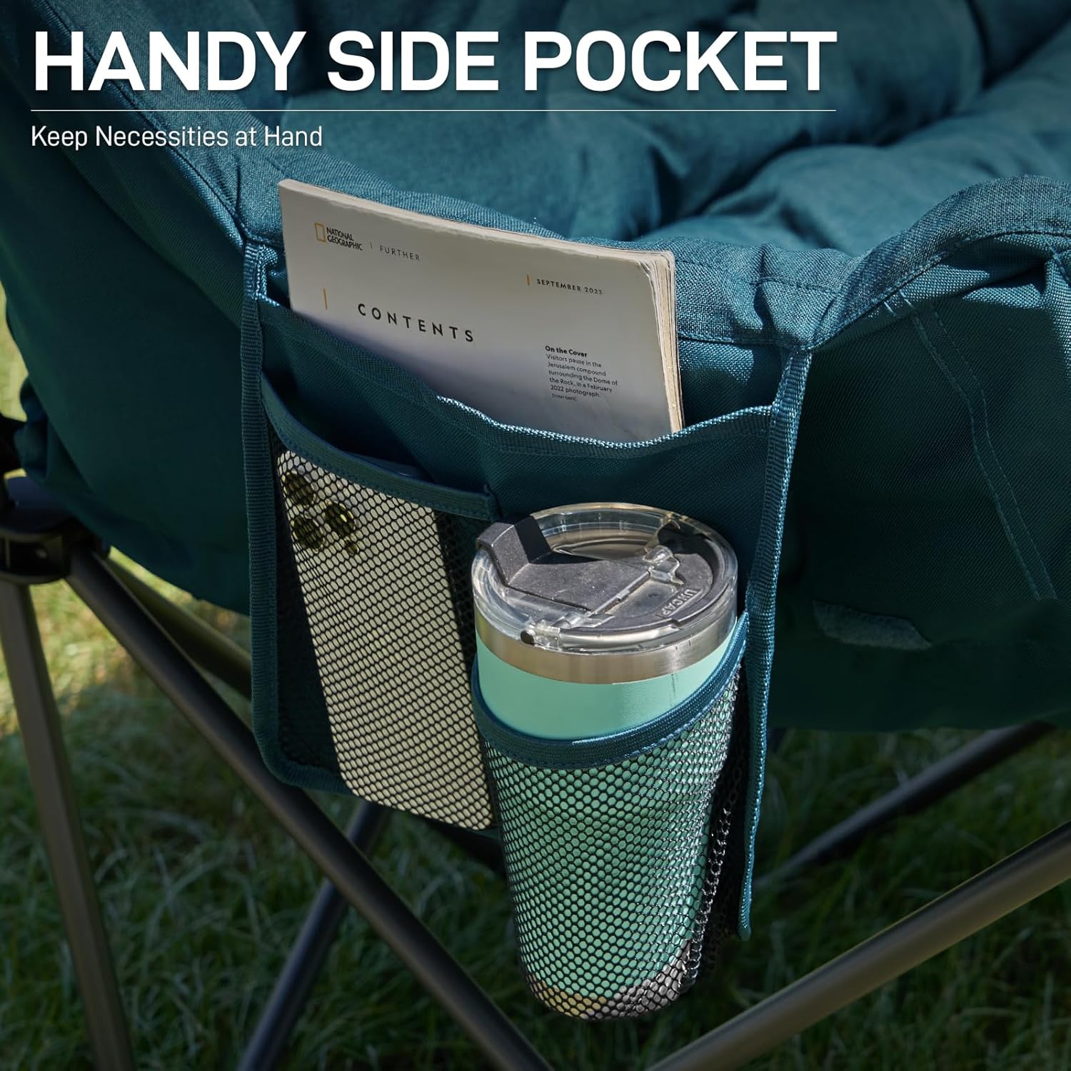 Double Camping Chair 400KG Heavy Duty Folding Sofa Green