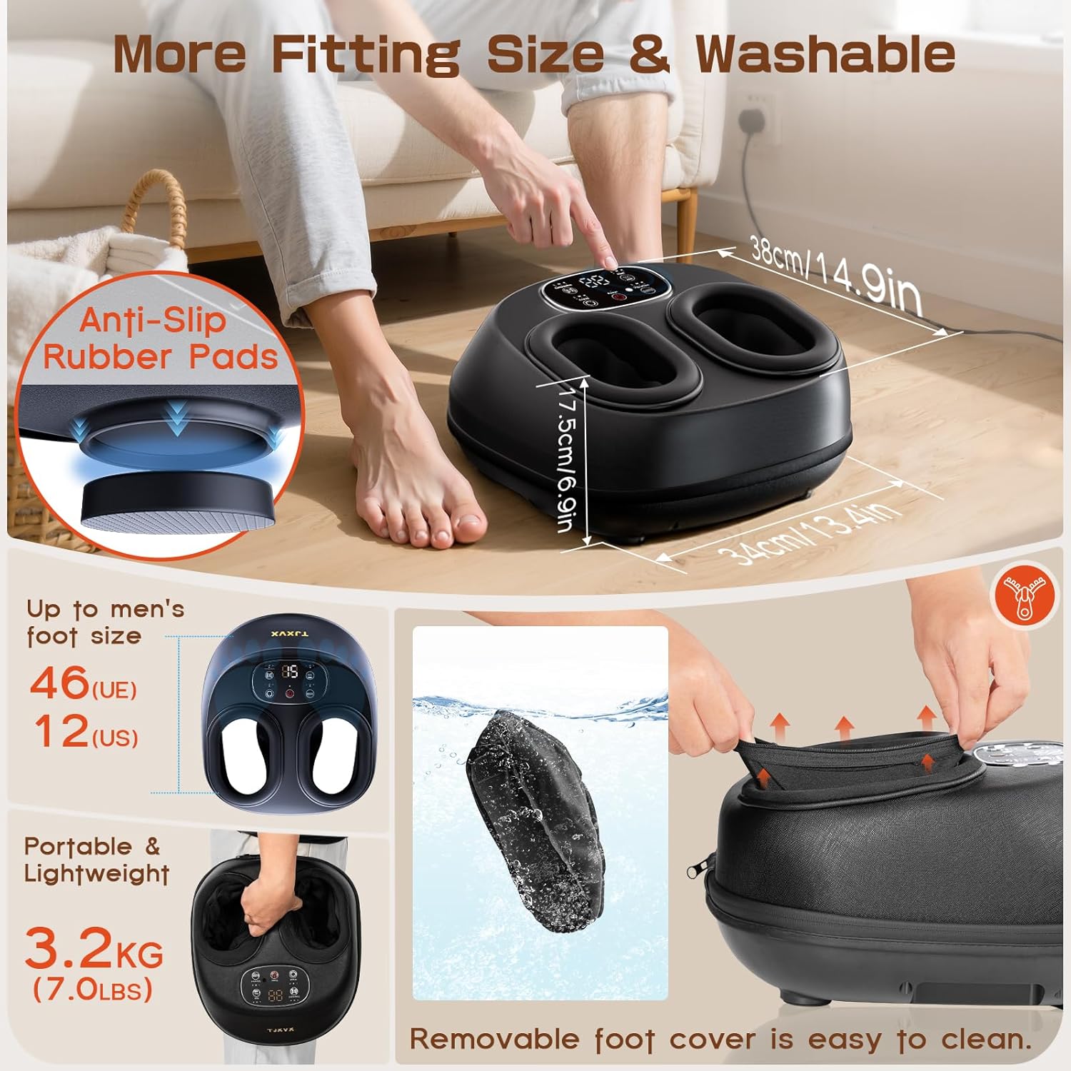 Shiatsu Foot Massager Heat Air Compression Remote 3 Modes Relief