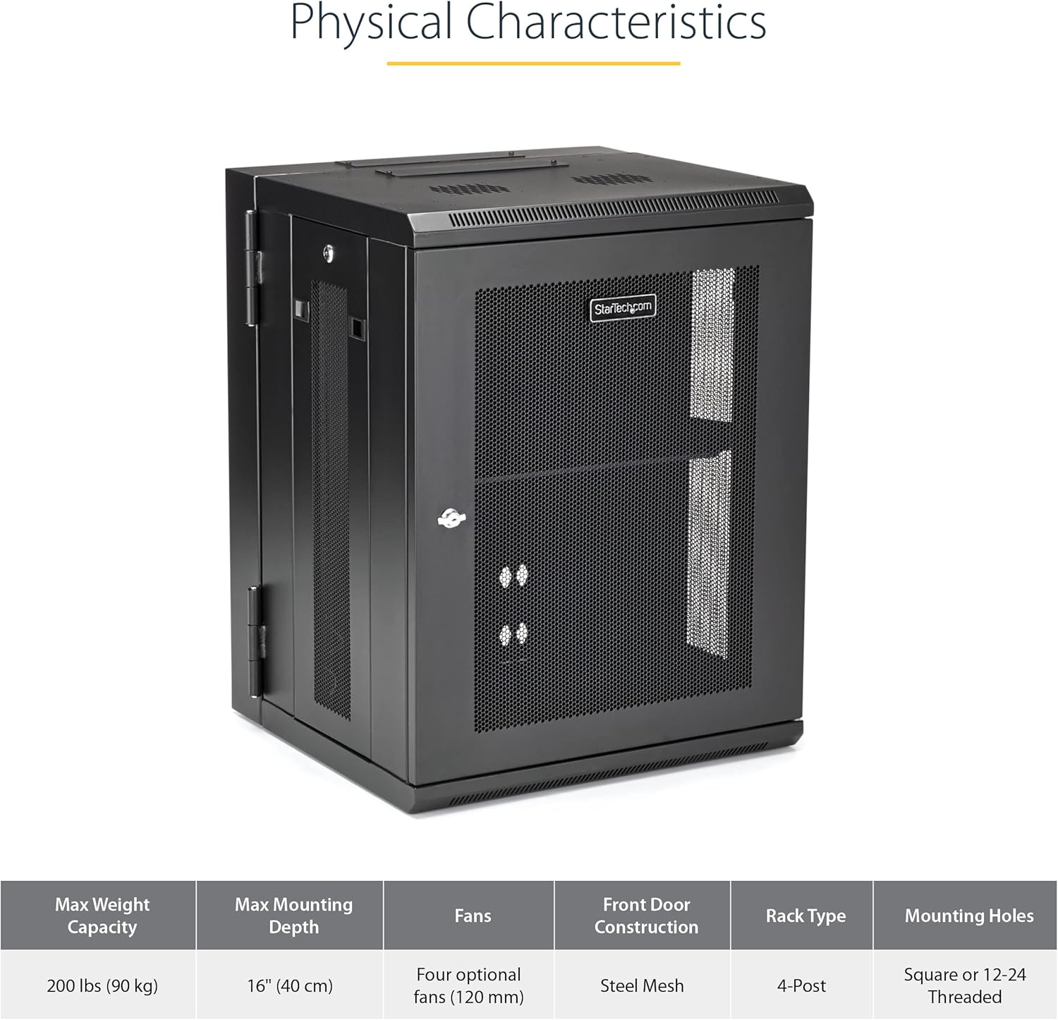15U Wall Mount Network Cabinet 19in Lockable Rack