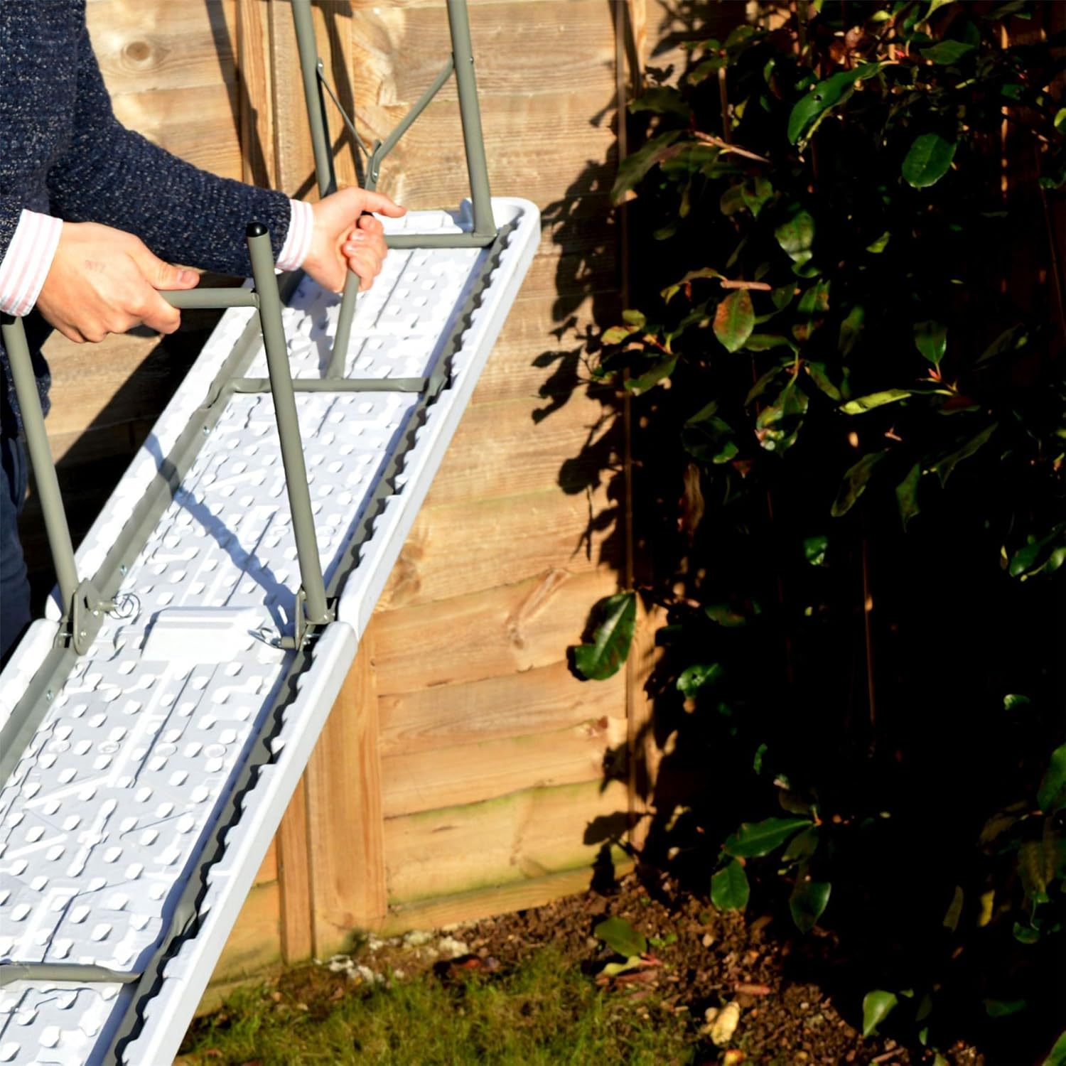 Set of 2 Folding Garden Benches 6ft Portable Event Seats
