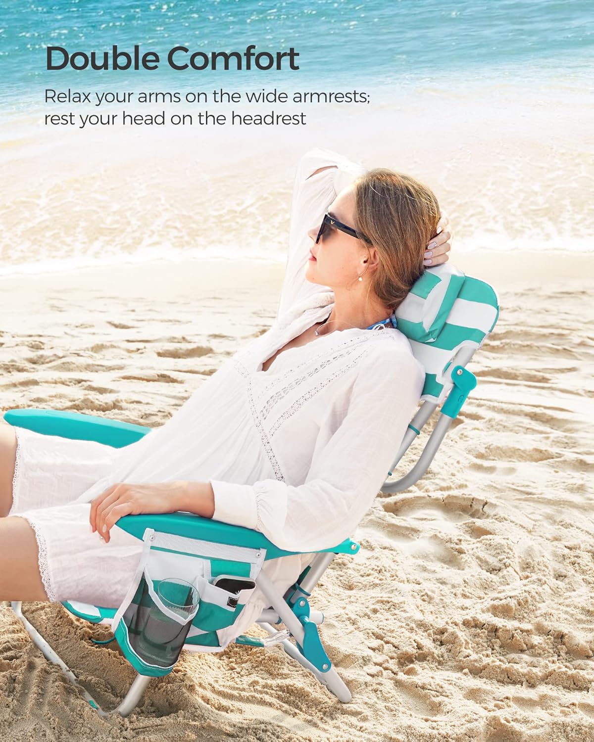 Portable Beach Chair Reclining Foldable Seat Green