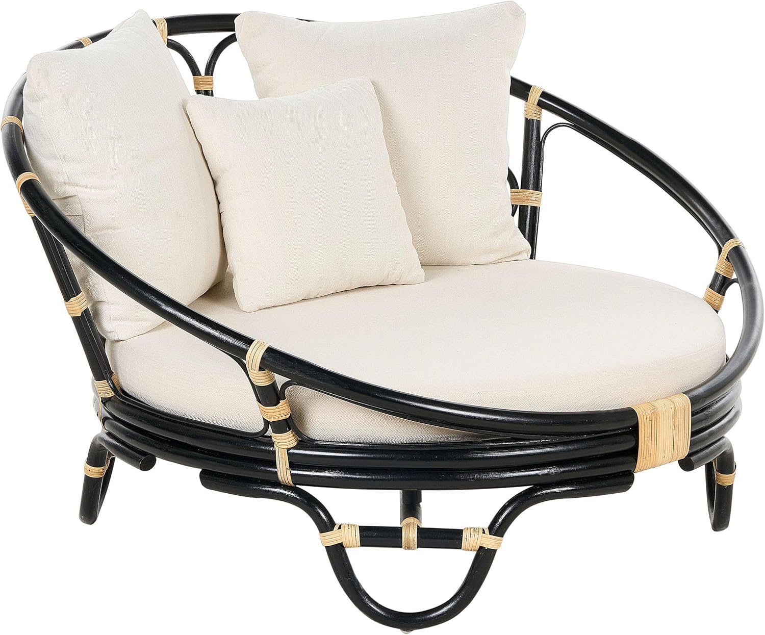 Outdoor Rattan Daybed with 3 Cushions Black