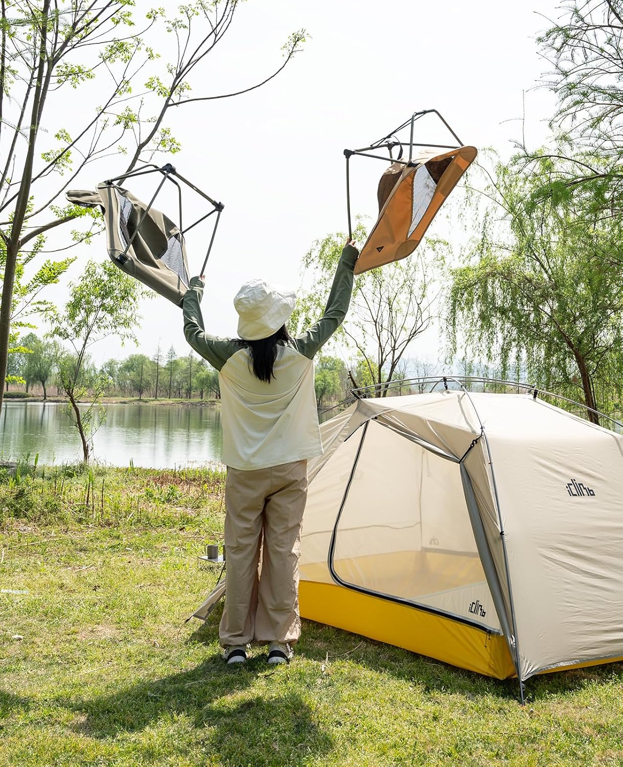 Low Ultralight Camping Chair Compact Folding Seat Green