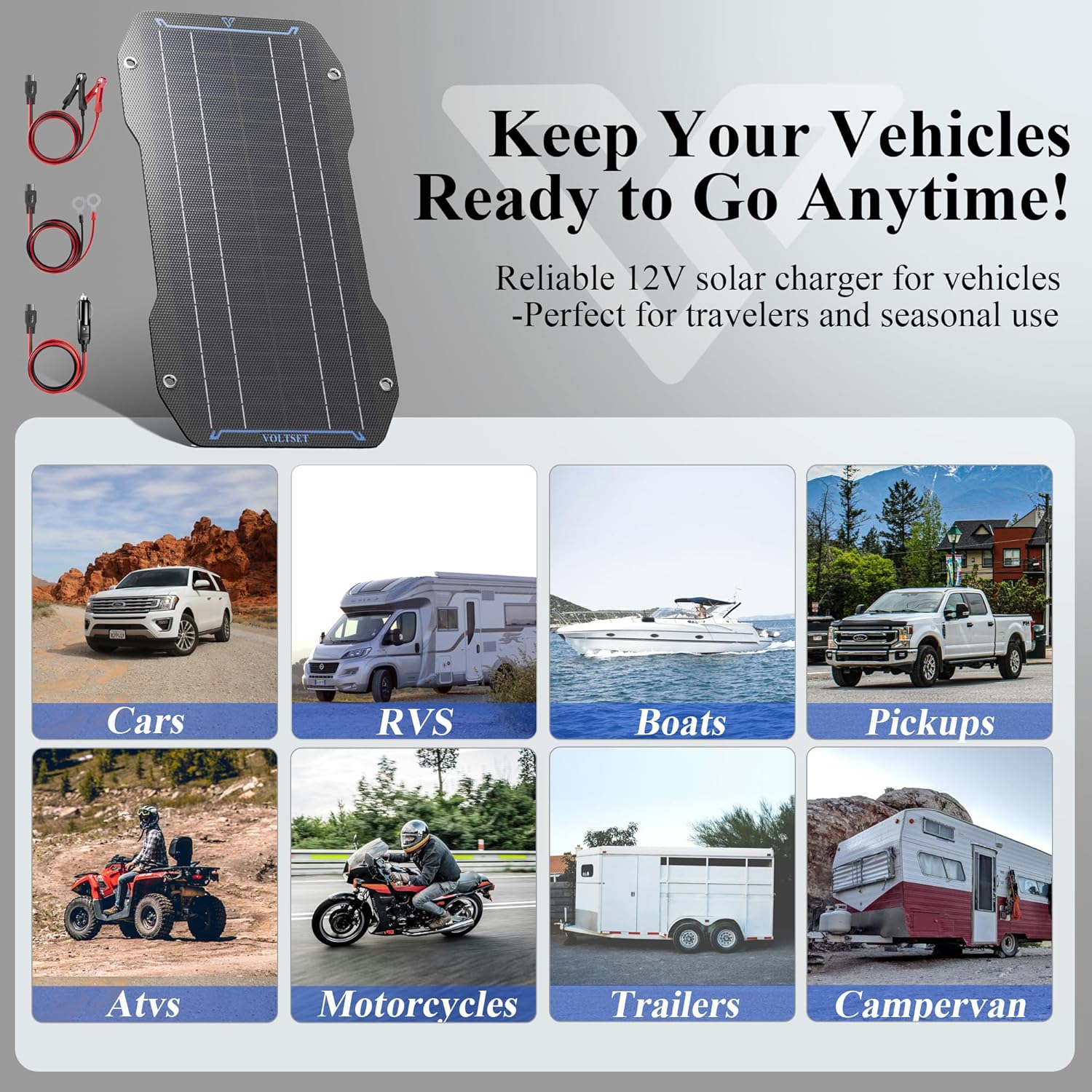 10W Solar Car Battery Charger 12V Waterproof Trickle Charger