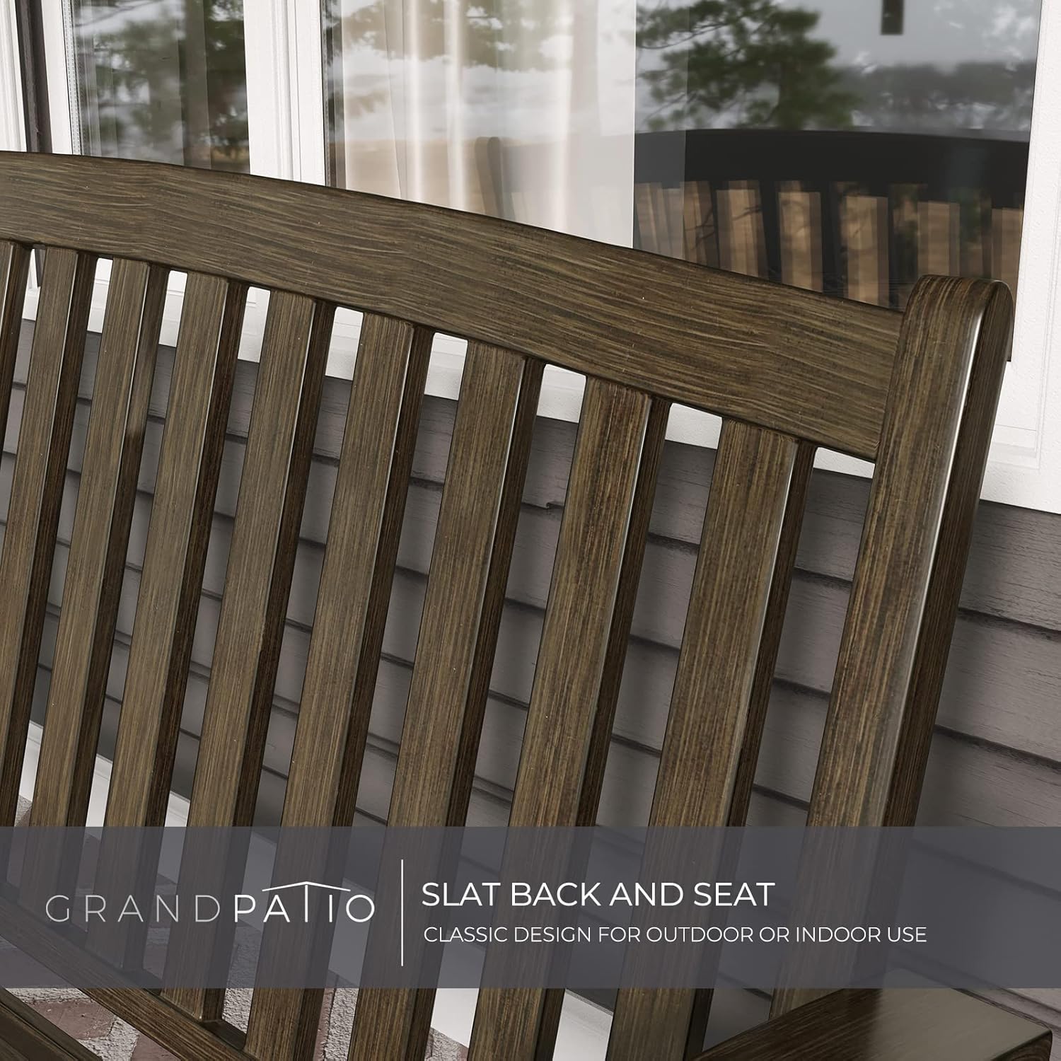 Metal Garden Bench 2-3 Seater Outdoor Patio Park Seat Brown