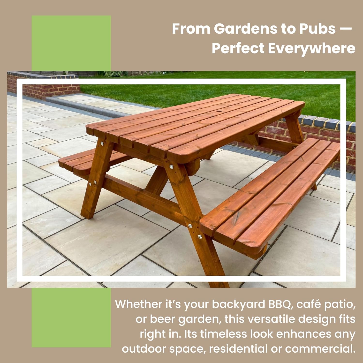 5ft Wooden A Frame Picnic Table Garden Patio Bench Set