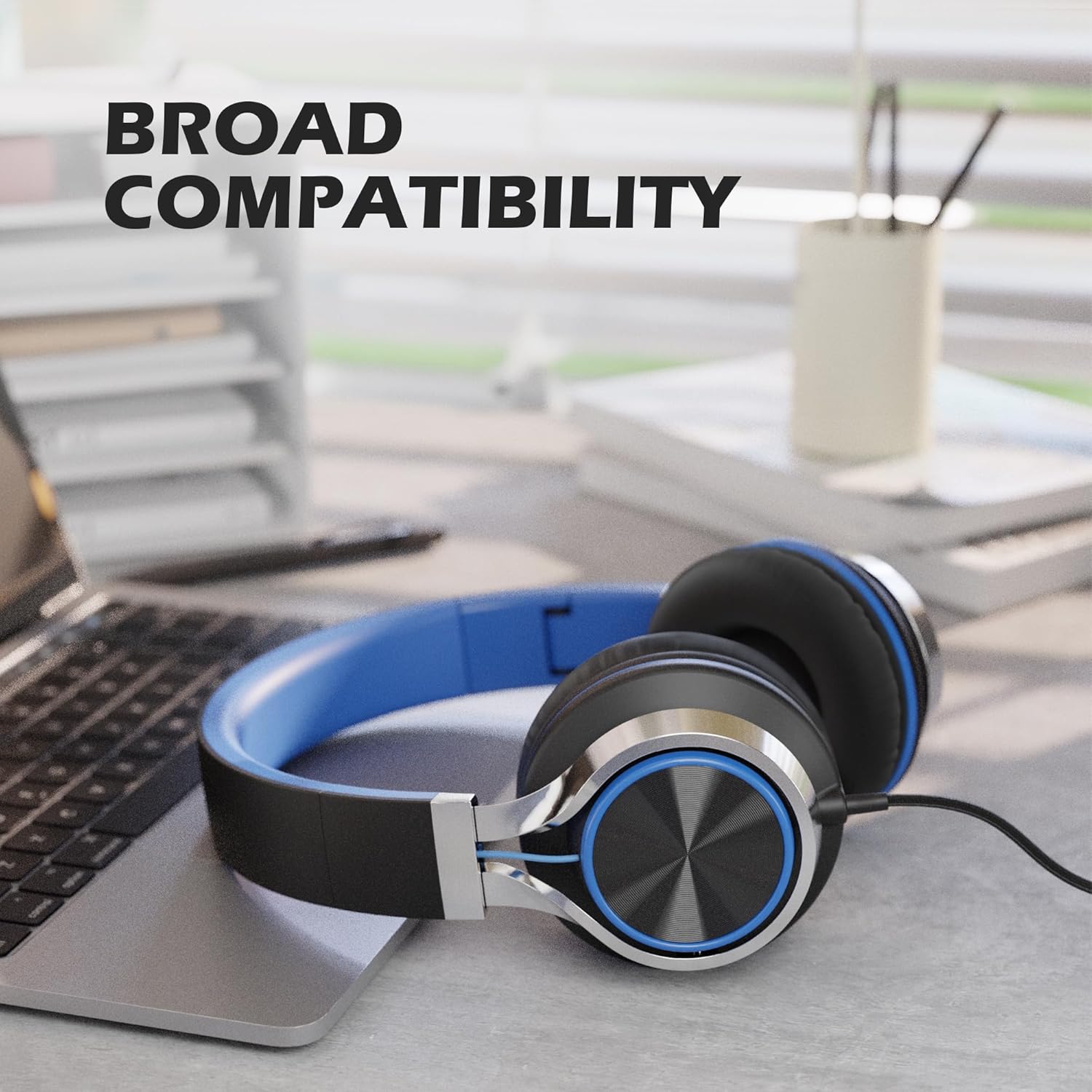 Wired On Ear Headphones with Mic 3.5mm Foldable Stereo Sound