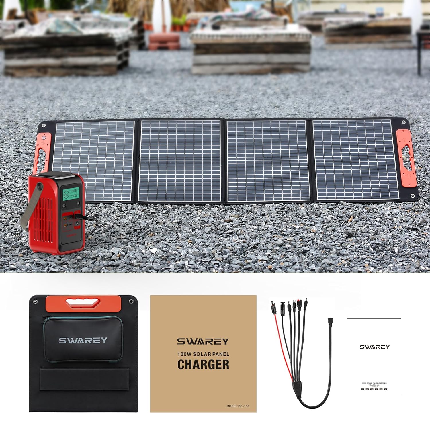 100W Foldable Solar Panel USB C 60W Portable Charger Camping